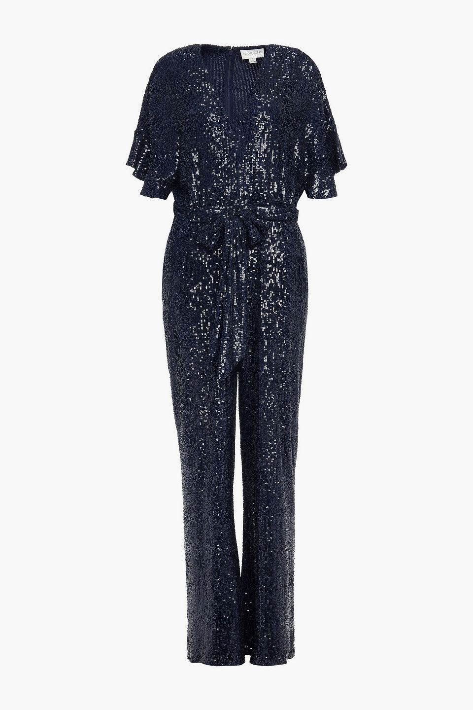 sachin & babi - belted sequined mesh jumpsuit - blue - us 0