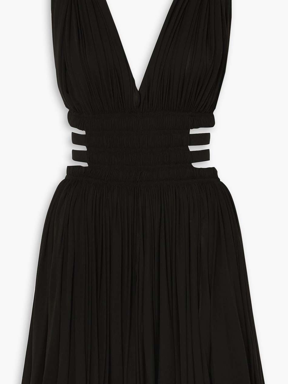 editions cutout gathered cupro-chiffon mini dress