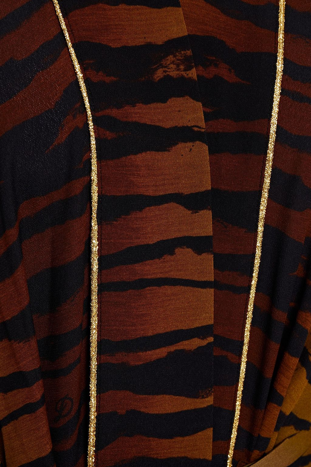 DUNDAS Belted metallic-trimmed tiger-print crepe kimono