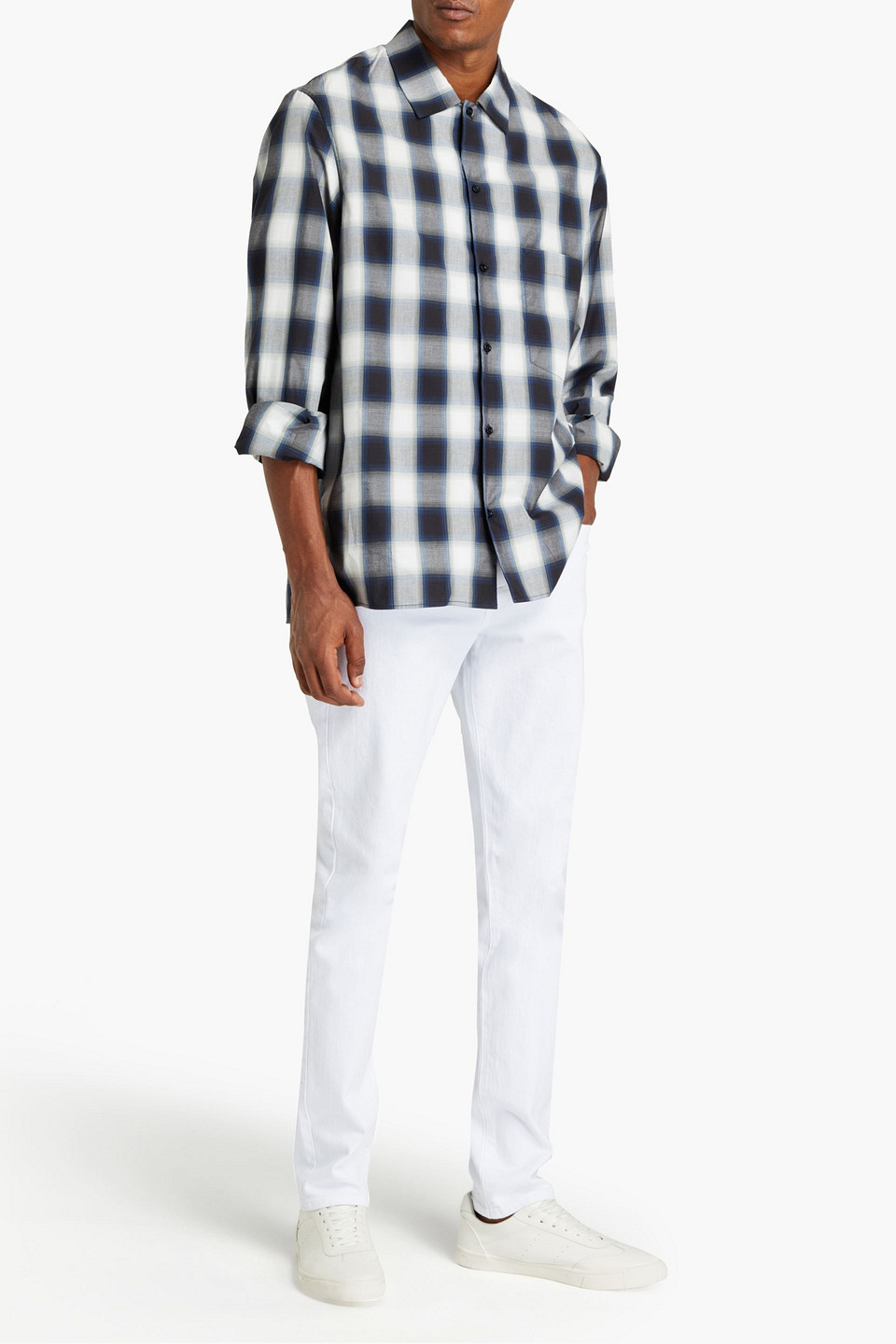 Joseph Man Azzedine West End Madras Checked Cotton-poplin Shirt In Black