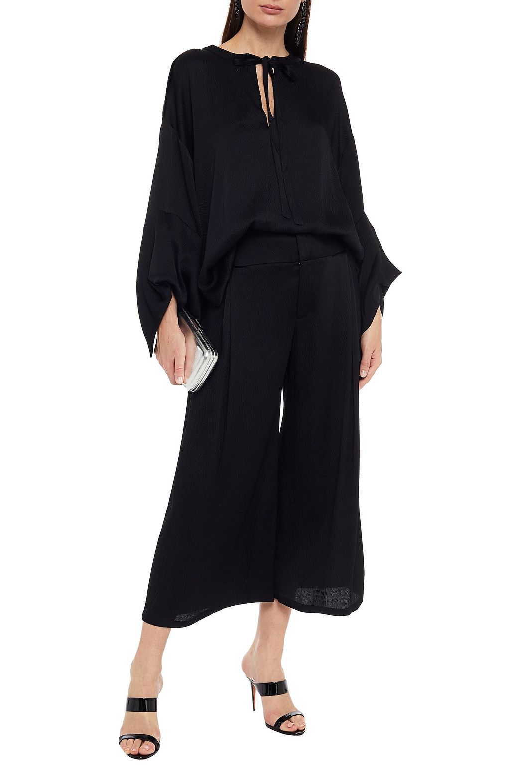 ROLAND MOURET Ciro oversized hammered silk-blend satin blouse