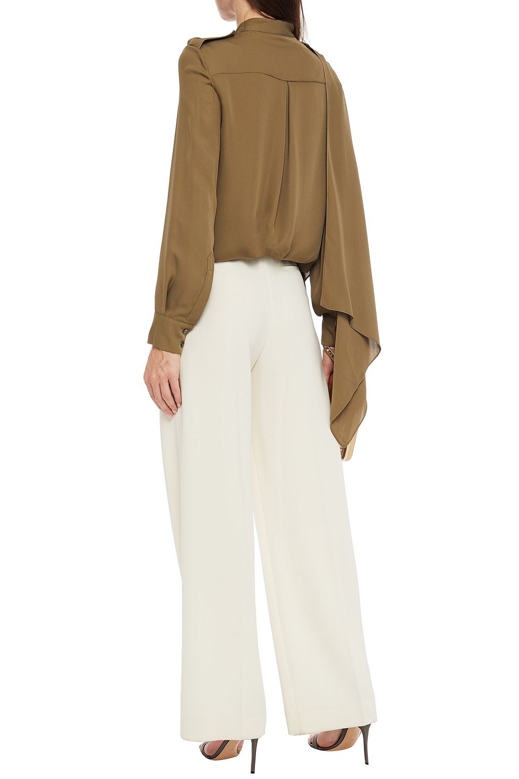 ROLAND MOURET Hallow draped silk crepe de chine shirt
