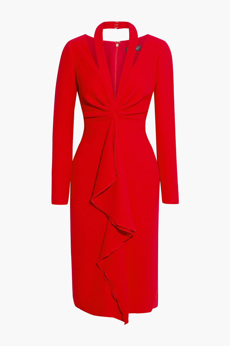 oscar de la renta - cutout draped wool-crepe midi dress - red - us 2