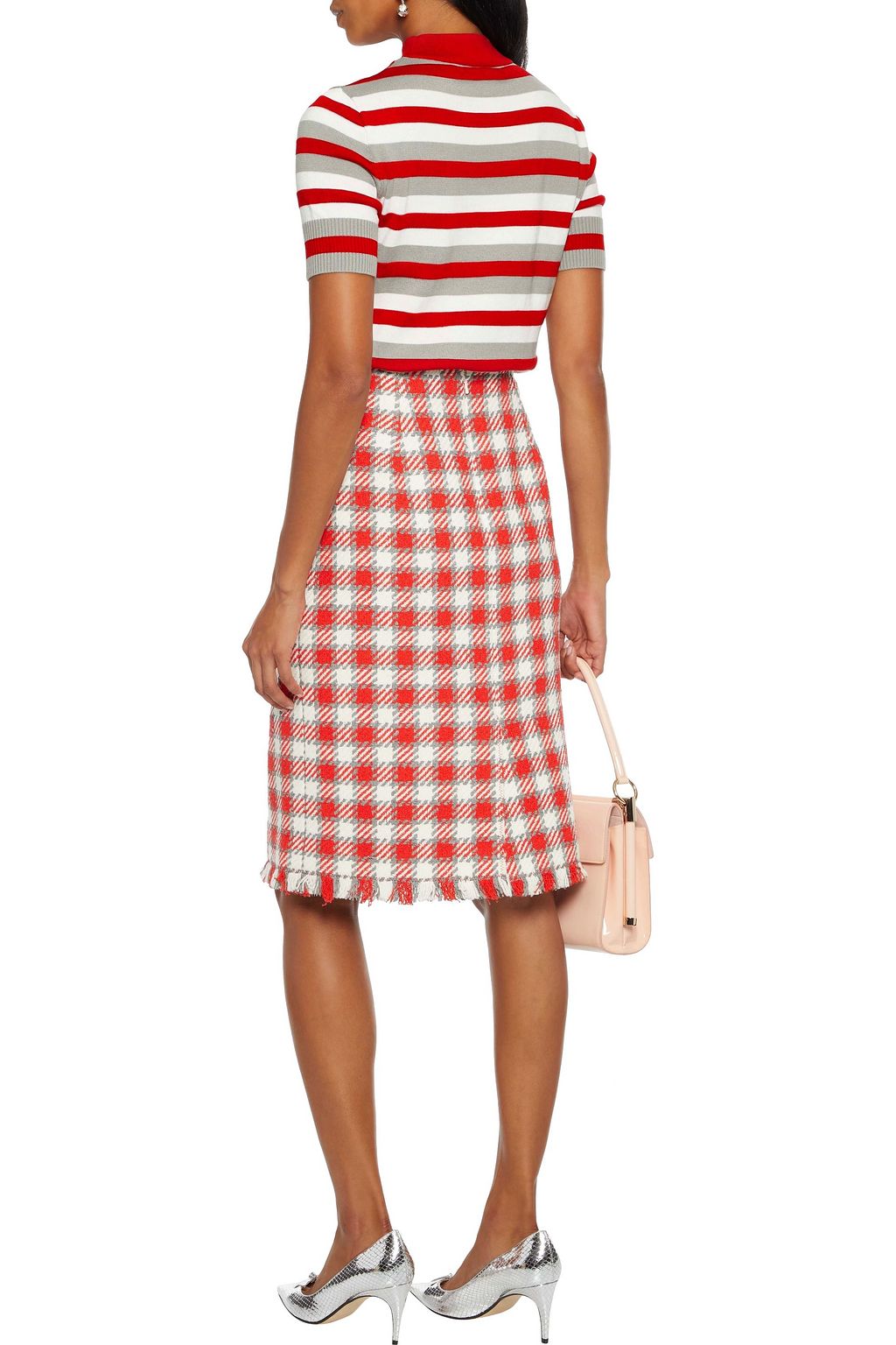 OSCAR DE LA RENTA Striped cotton and silk-blend sweater