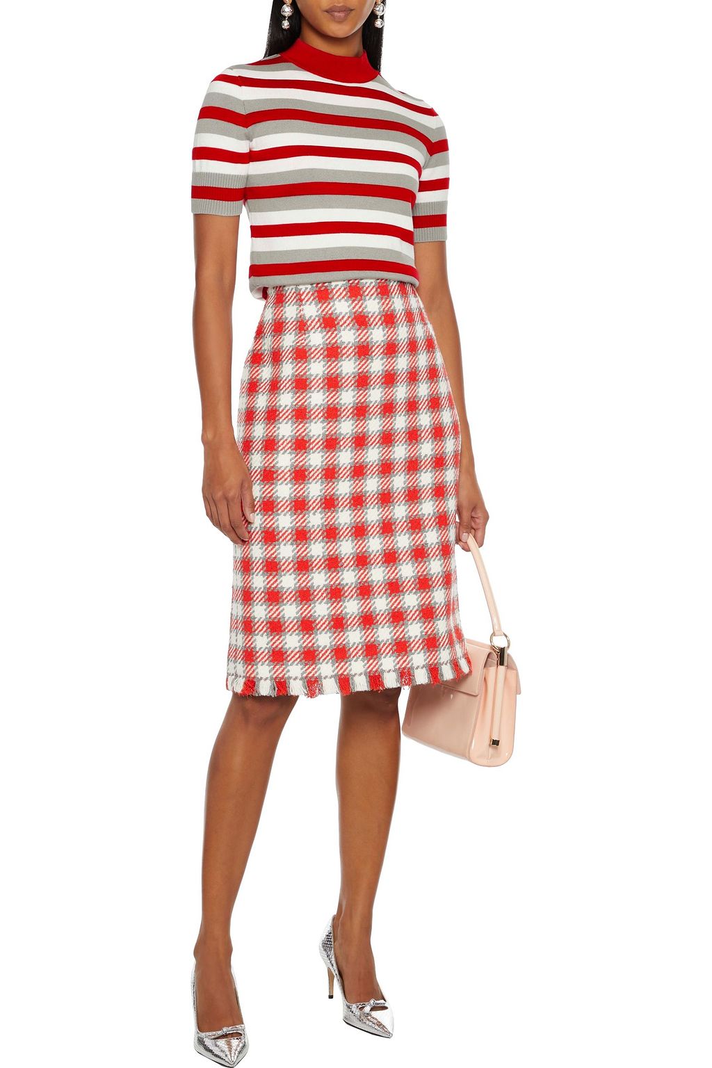 OSCAR DE LA RENTA Striped cotton and silk-blend sweater