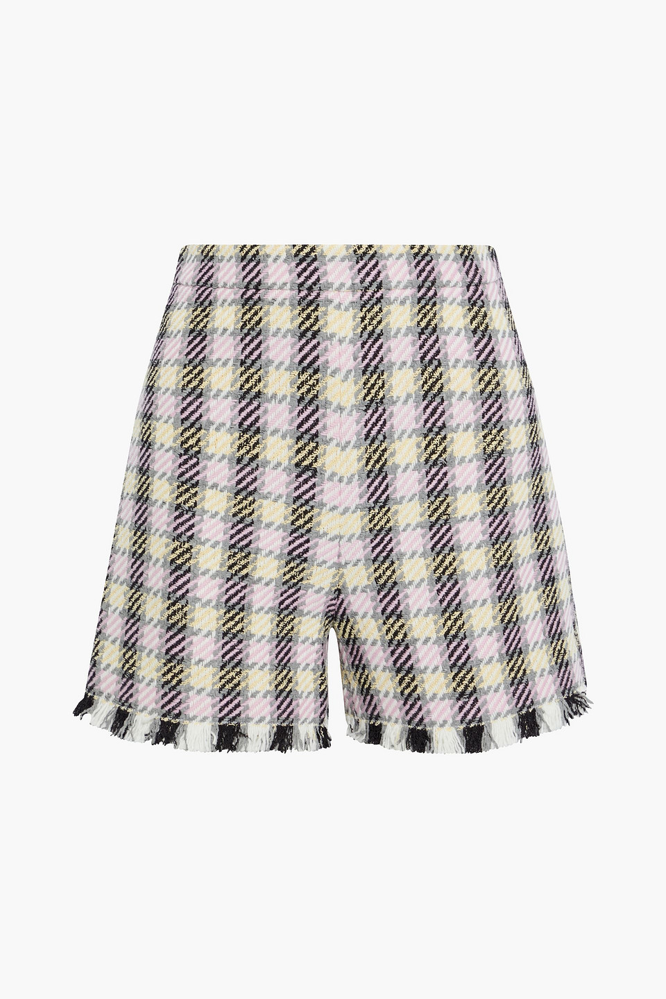 Frayed gingham tweed shorts