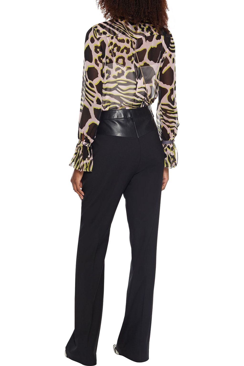 ADAM LIPPES Tie-neck printed silk-georgette shirt