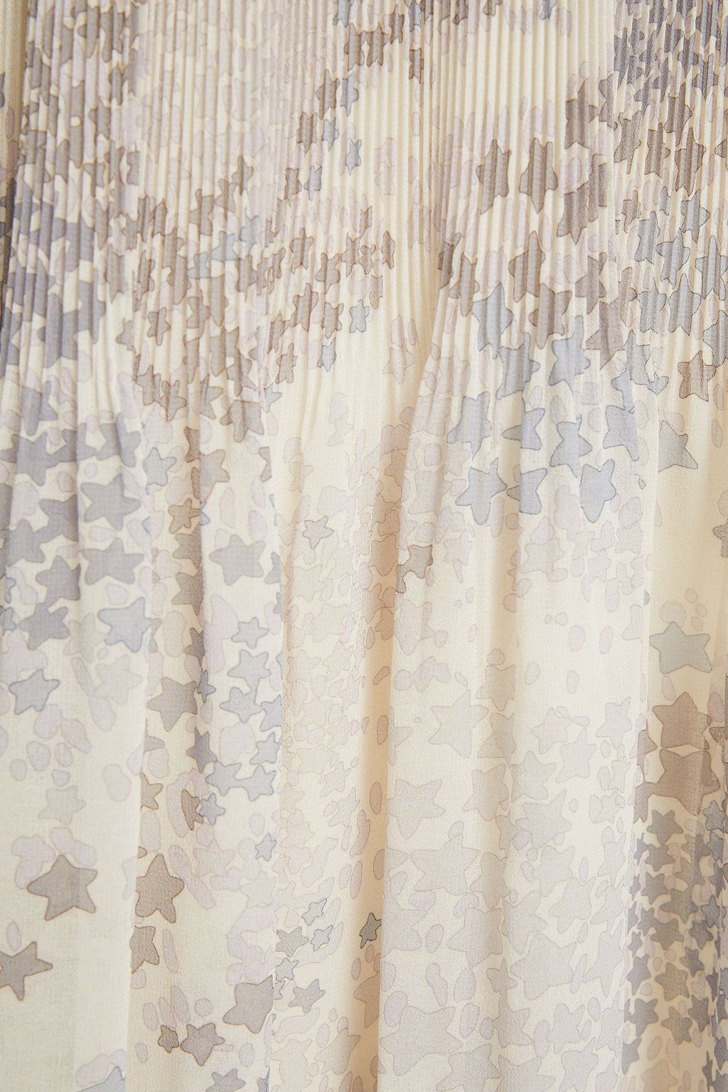 REDVALENTINO Lace-trimmed pleated printed chiffon midi dress