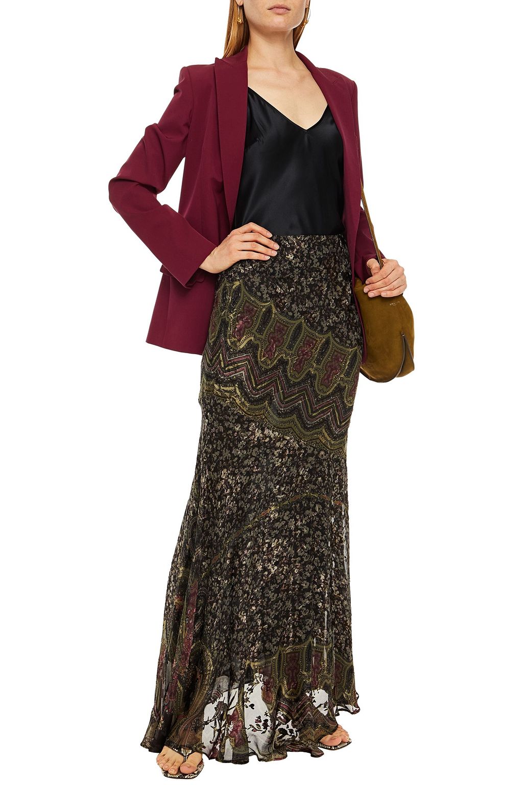 ETRO Printed fil coupé silk-blend maxi skirt