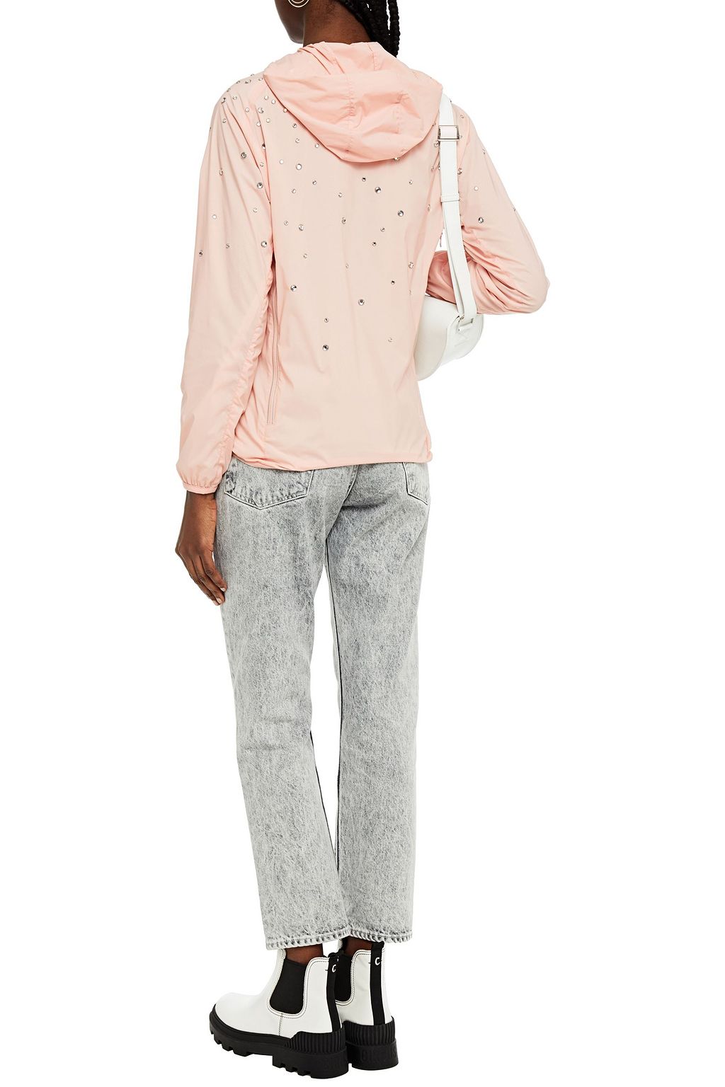 REDVALENTINO Crystal-embellished shell hooded jacket