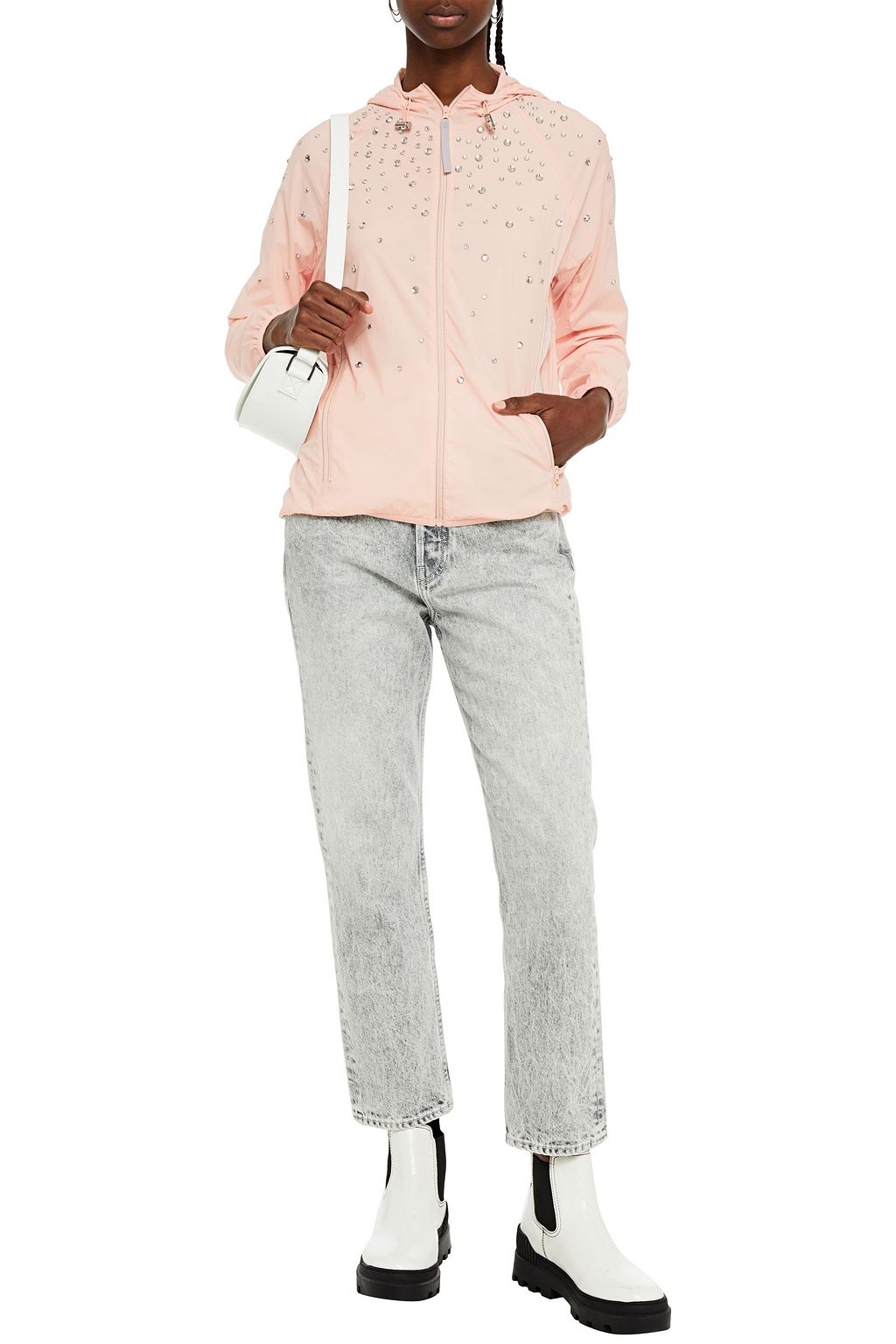 REDVALENTINO Crystal-embellished shell hooded jacket
