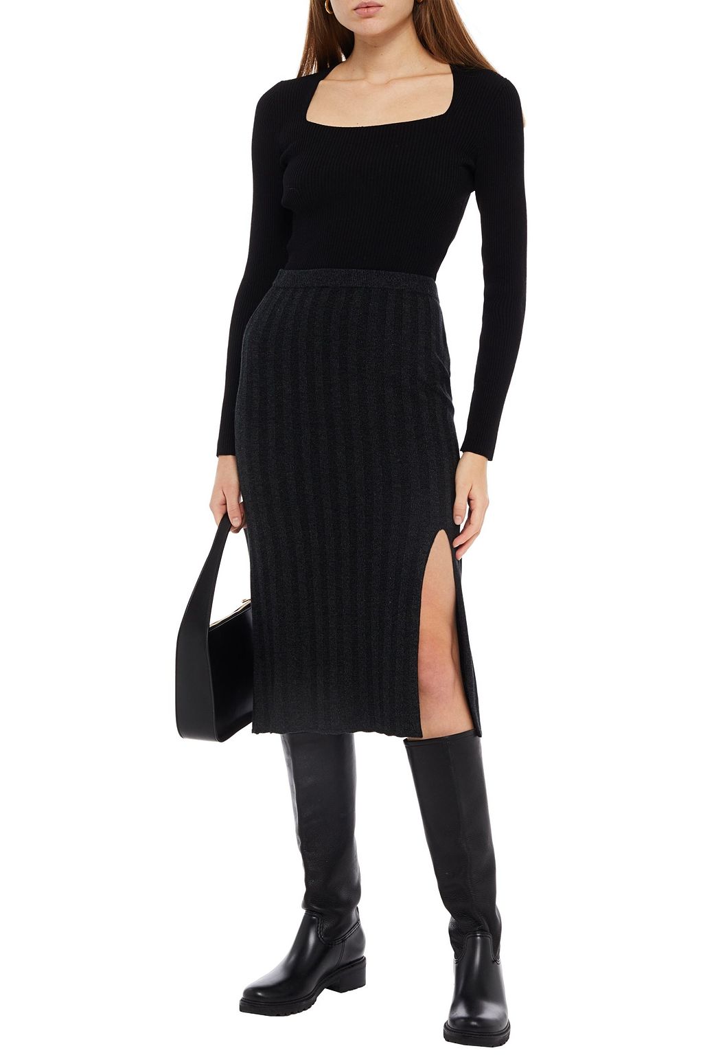 NAADAM Ribbed silk and cashmere-blend skirt