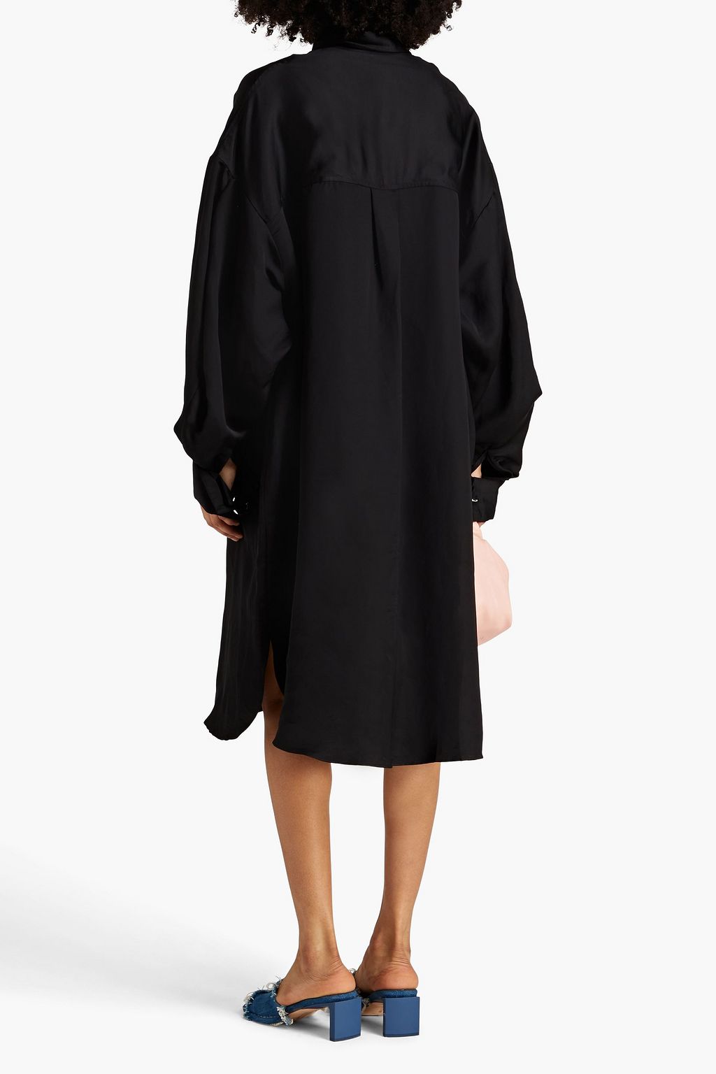 MARQUES' ALMEIDA Linen-blend satin shirt dress