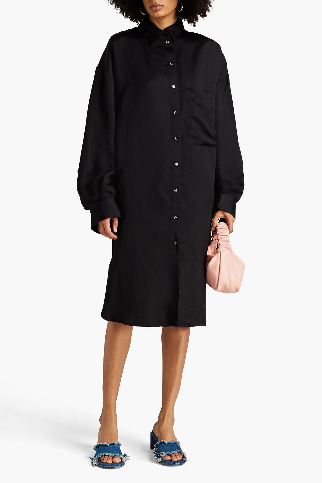 MARQUES' ALMEIDA Linen-blend satin shirt dress