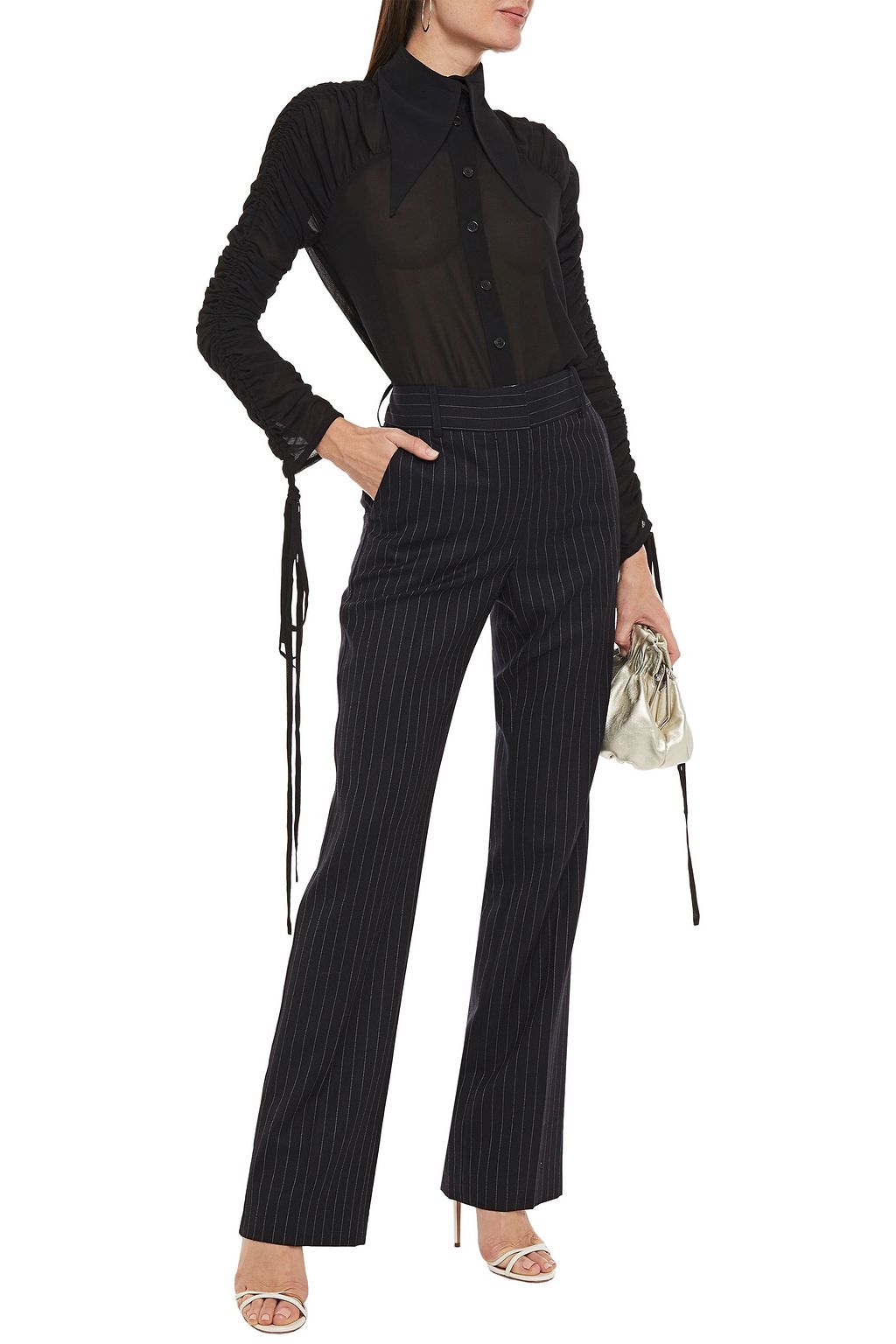 16ARLINGTON Ruched chiffon blouse
