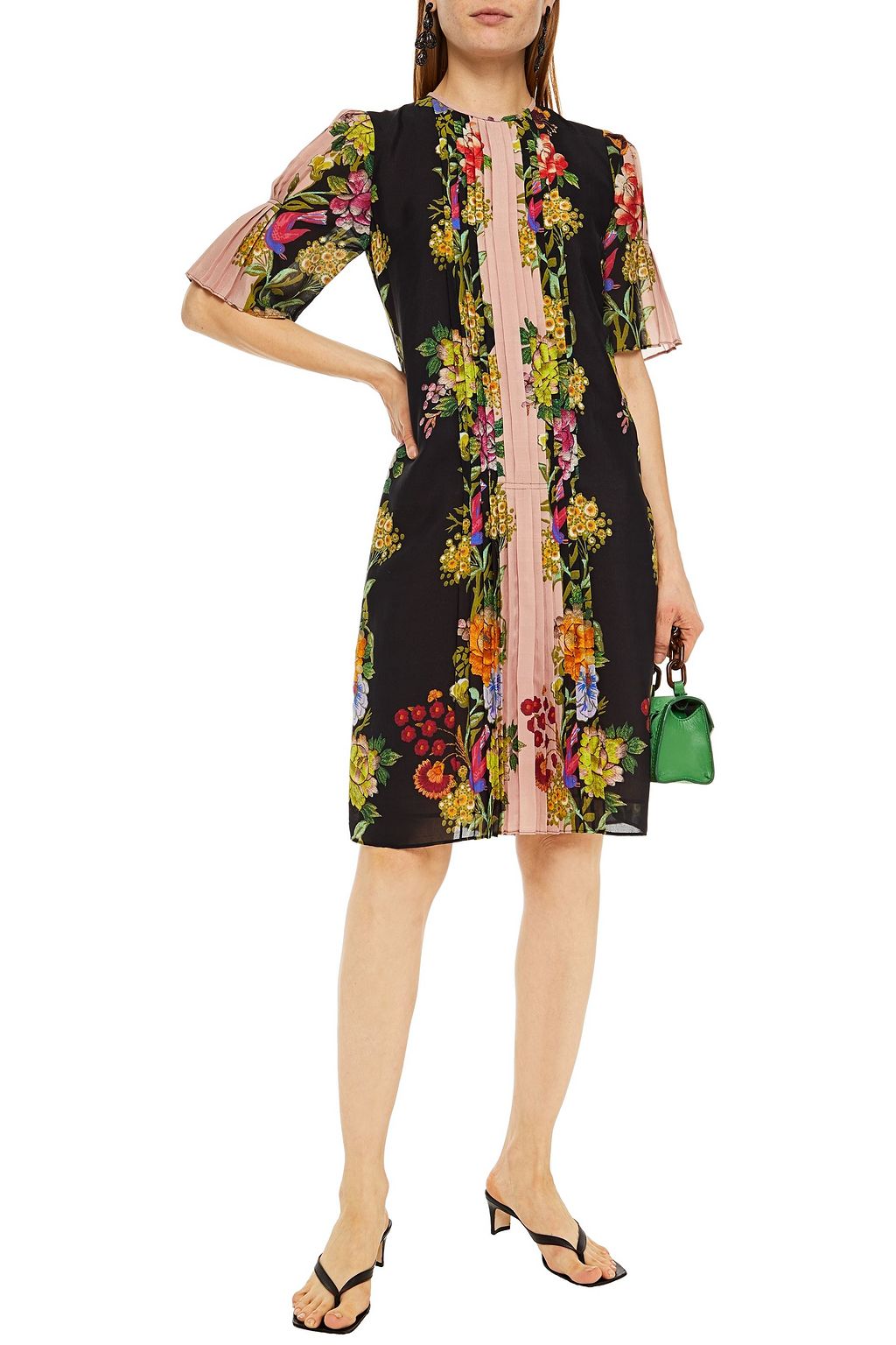 ETRO Pleated floral-print silk-chiffon dress