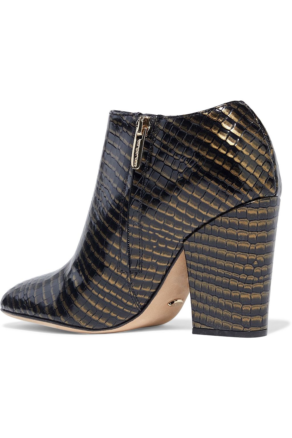 SERGIO ROSSI Virginia glossed snake-effect leather ankle boots