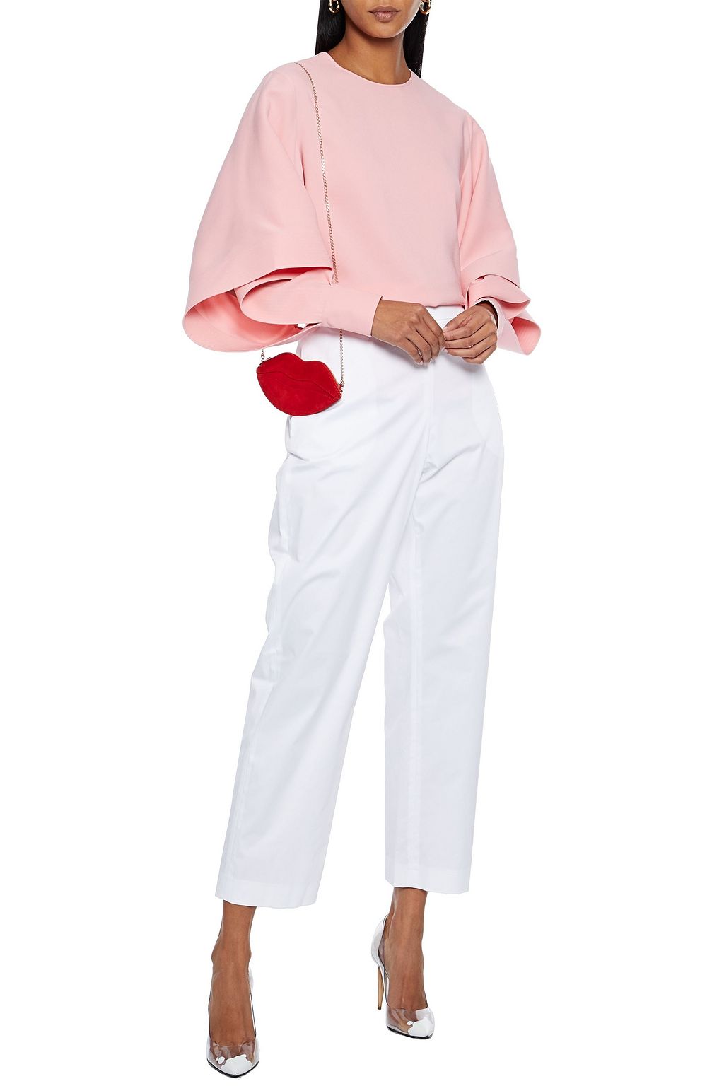 OSCAR DE LA RENTA Cotton-blend poplin straight-leg pants