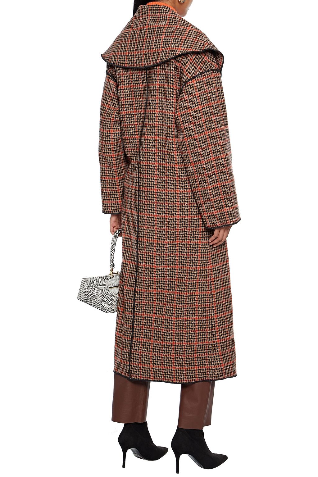 OSCAR DE LA RENTA Double-breasted houndstooth wool-blend coat