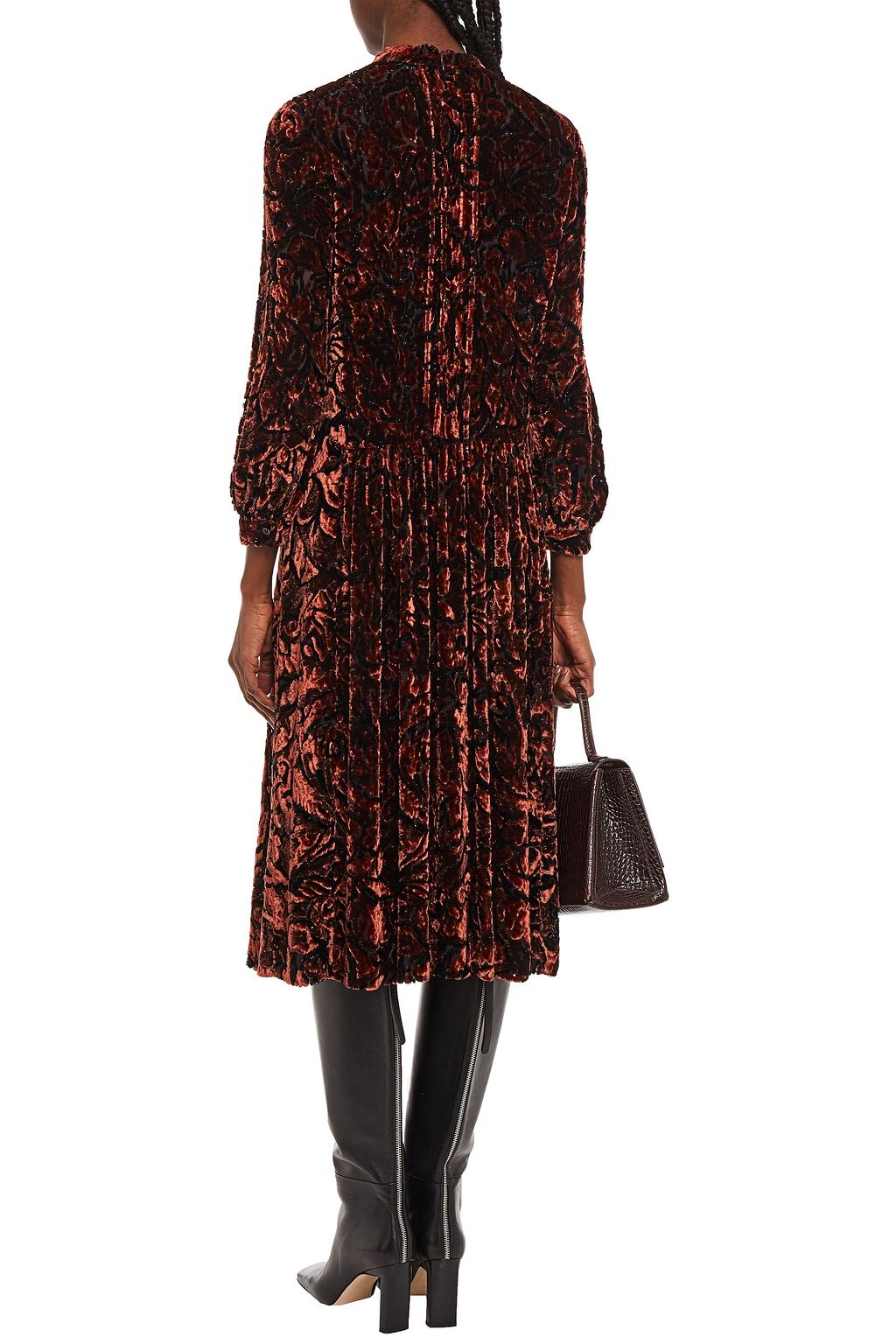 ETRO Gathered devoré-velvet midi dress