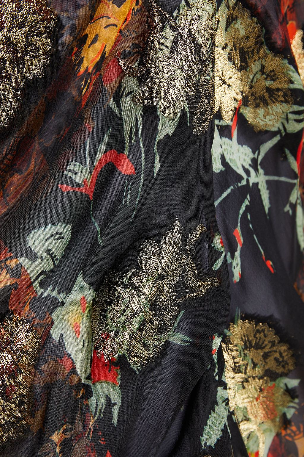 ETRO ドレープ入り メタリックフィルクーペシルク混 トップス