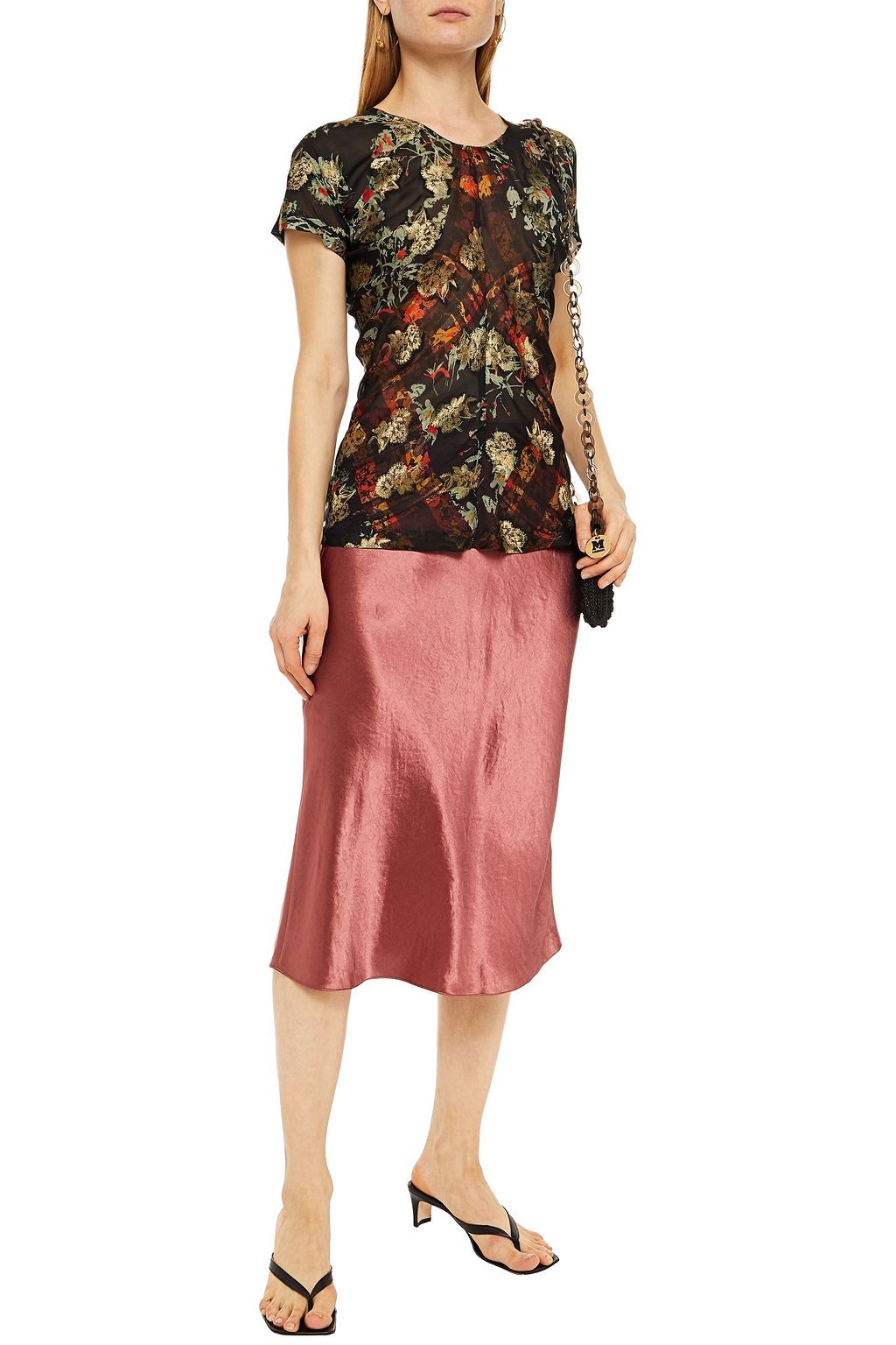 ETRO ドレープ入り メタリックフィルクーペシルク混 トップス