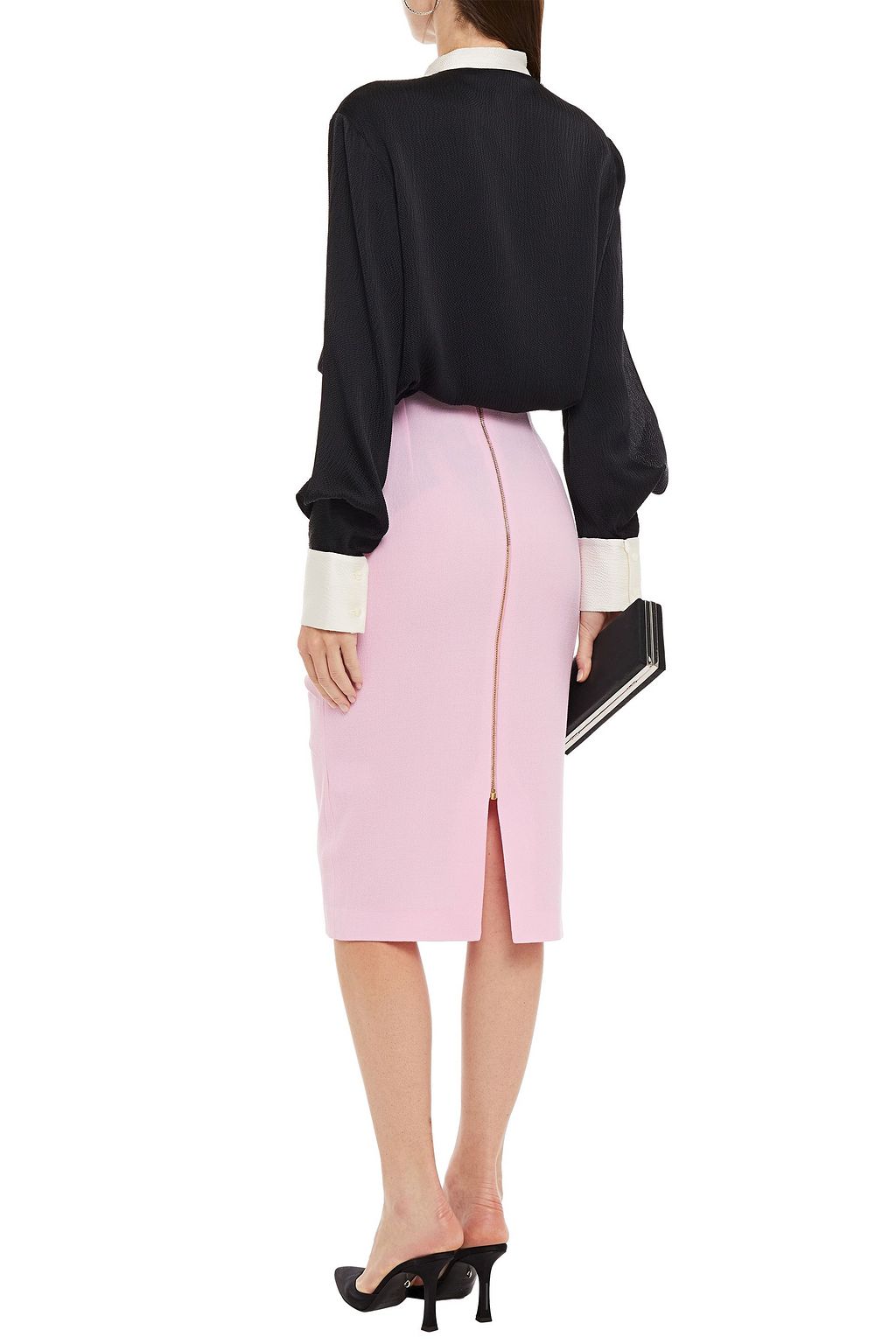ROLAND MOURET Alamosa pleated wool-crepe pencil skirt
