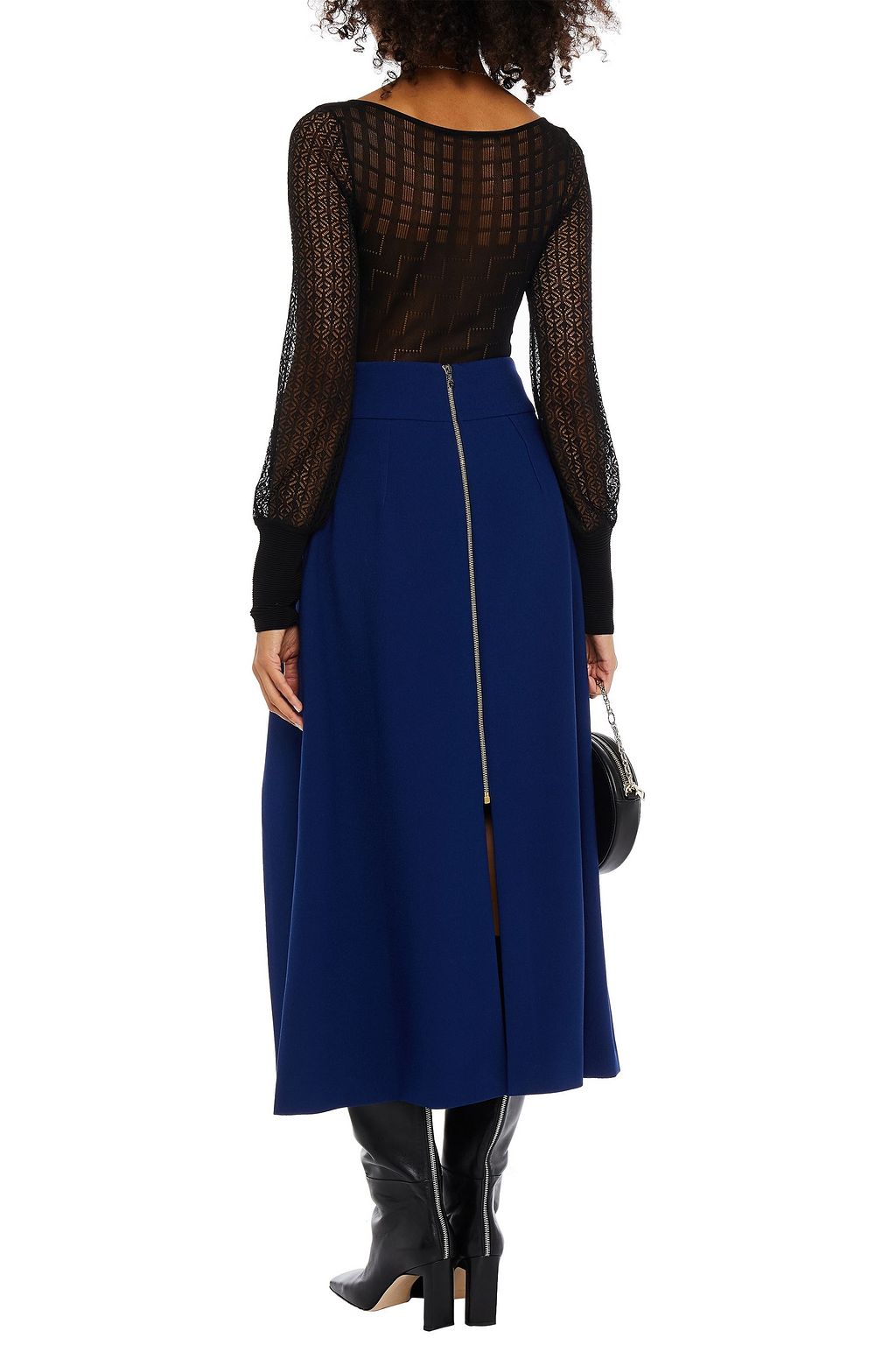ROLAND MOURET Holmes pleated stretch-crepe midi skirt