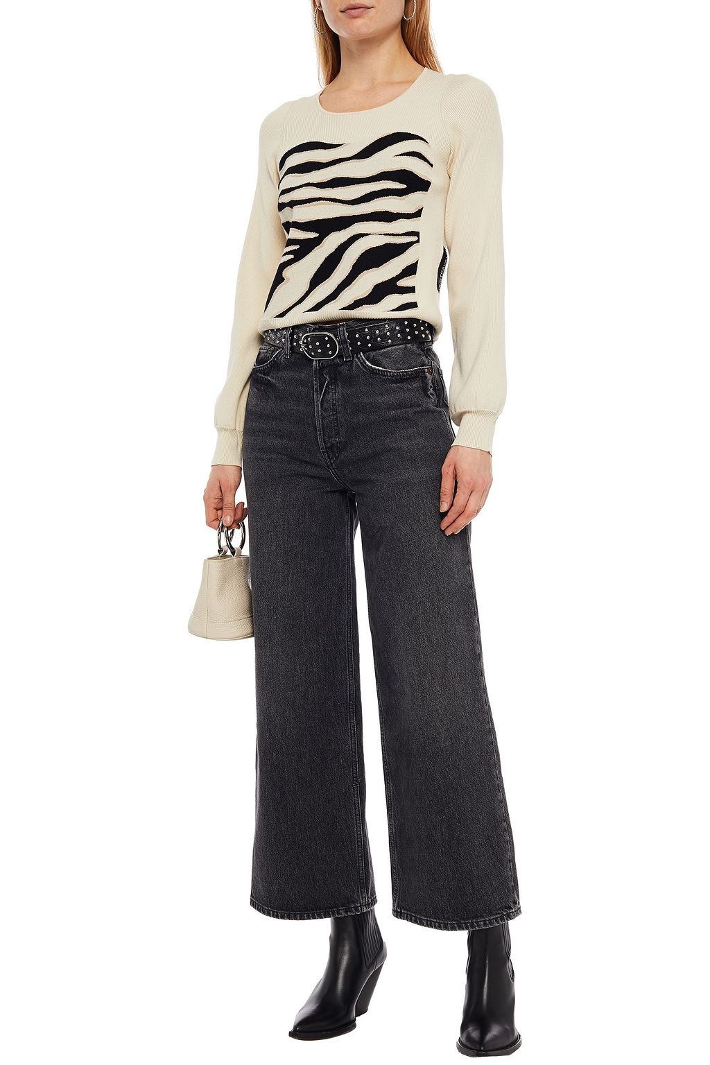 JUST CAVALLI Ribbed jacquard-knit sweater