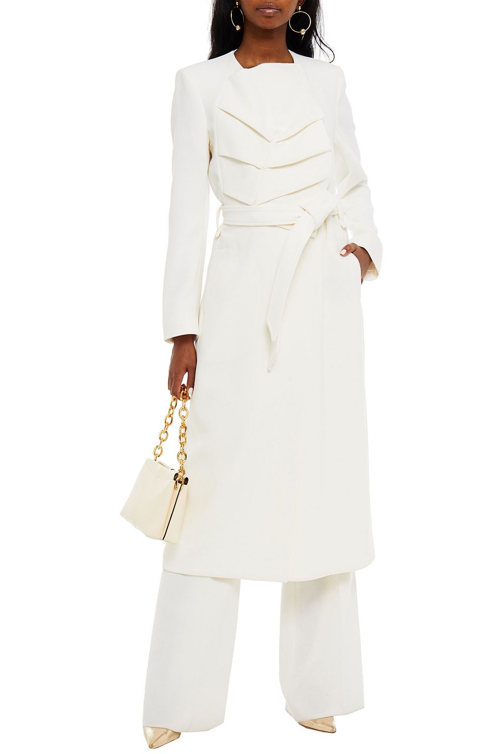 ROLAND MOURET Edintore belted pleated wool-crepe coat