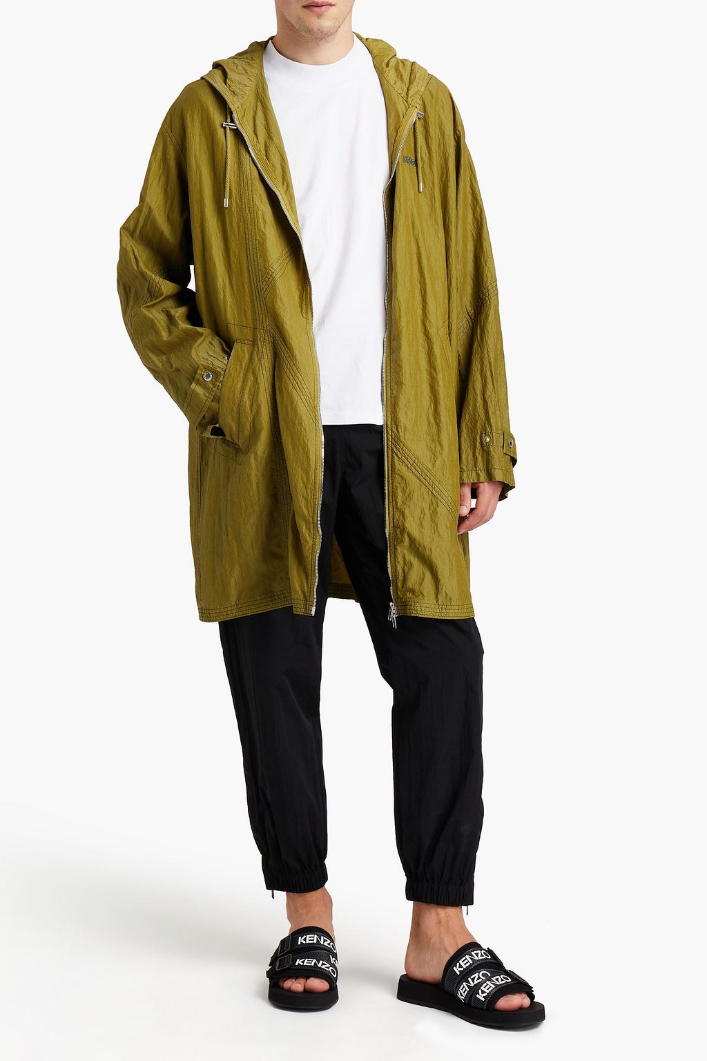 KENZO しわ加工ジャカード フード付きパーカ