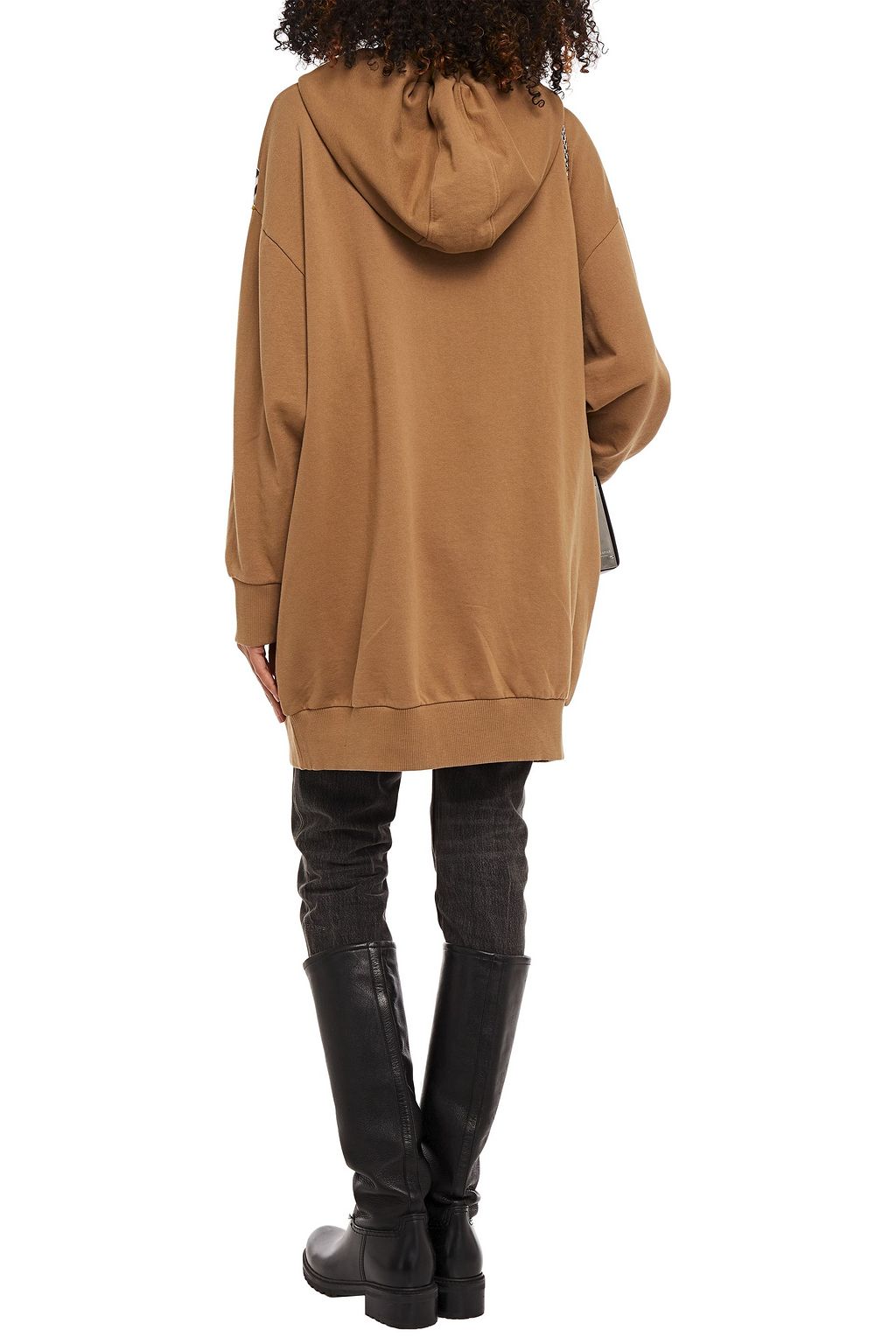 JUST CAVALLI Printed French cotton-terry hooded mini dress
