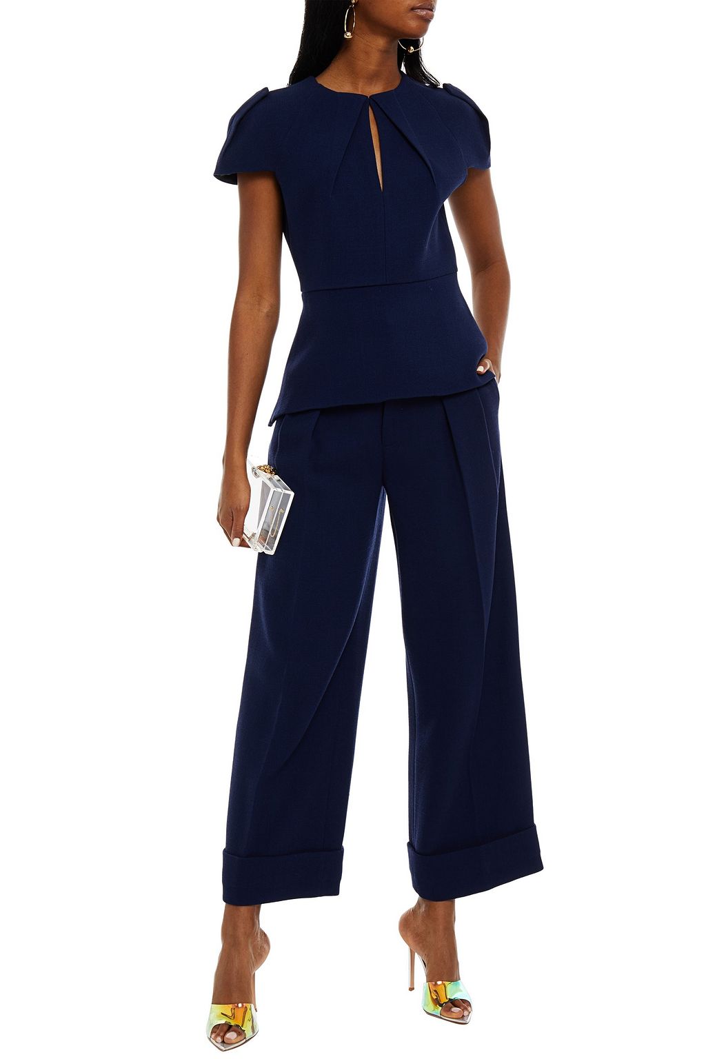 ROLAND MOURET Eshmore pleated wool-crepe wide-leg pants