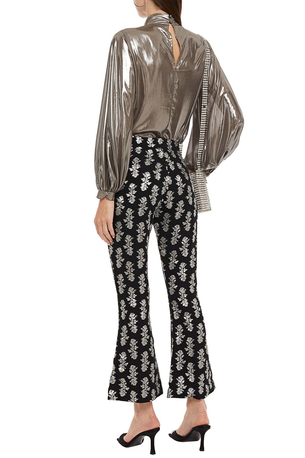 16ARLINGTON Metallic fil coupé kick-flare pants