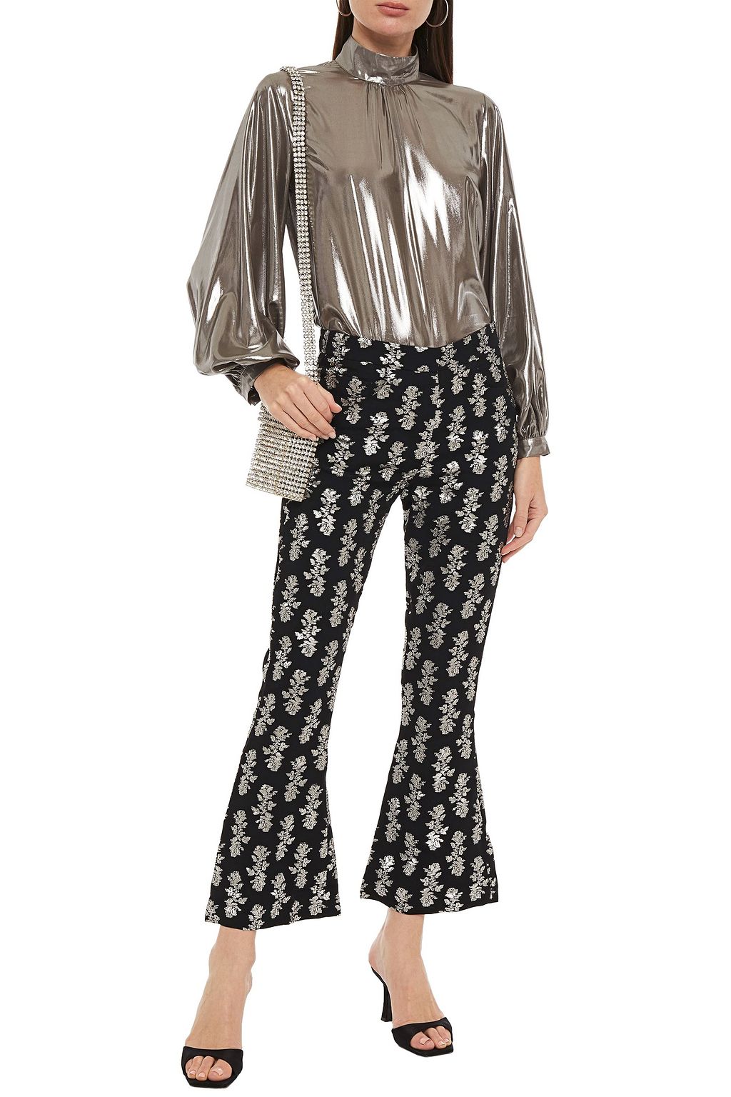 16ARLINGTON Metallic fil coupé kick-flare pants