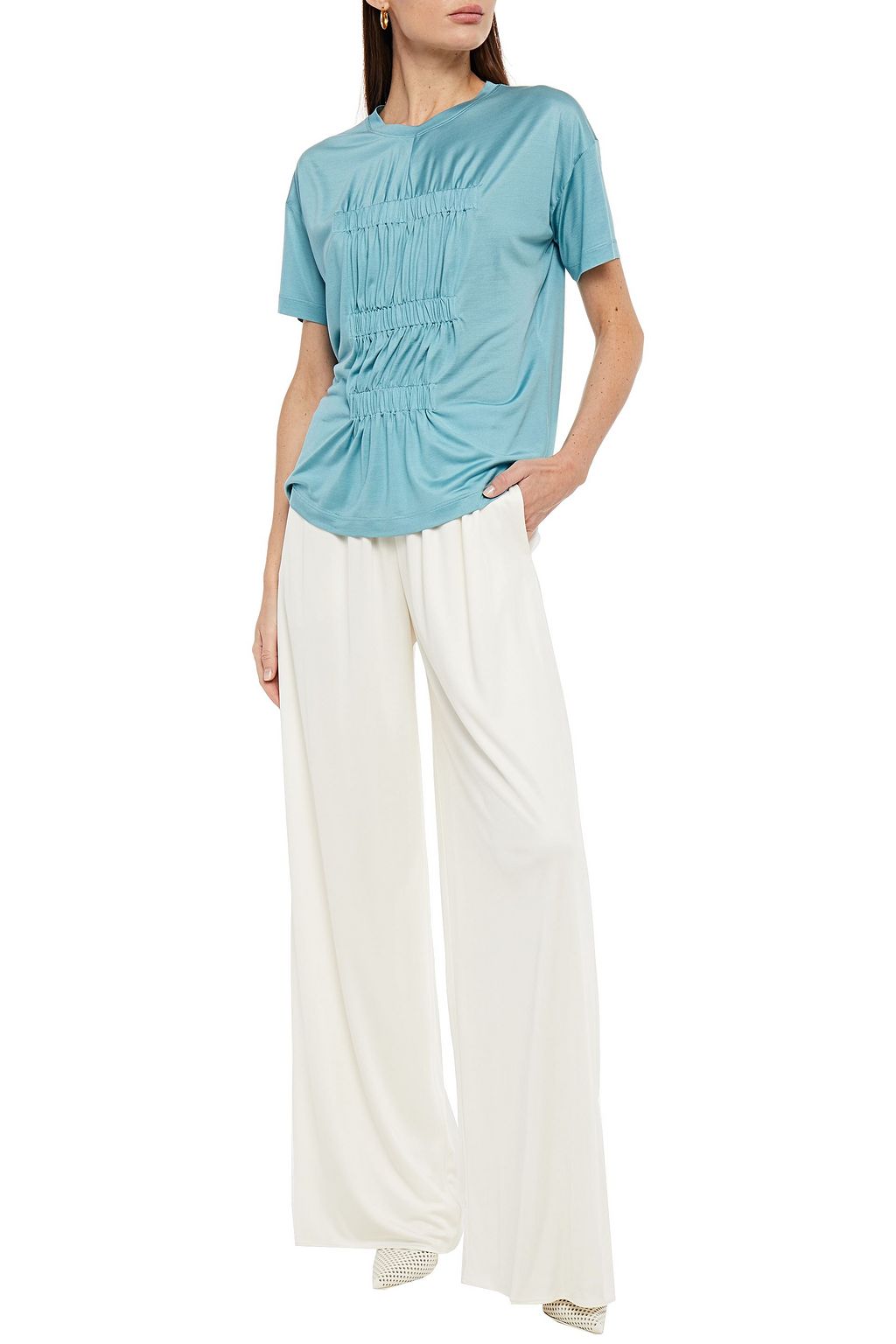 TOM FORD Gathered silk-jersey T-shirt