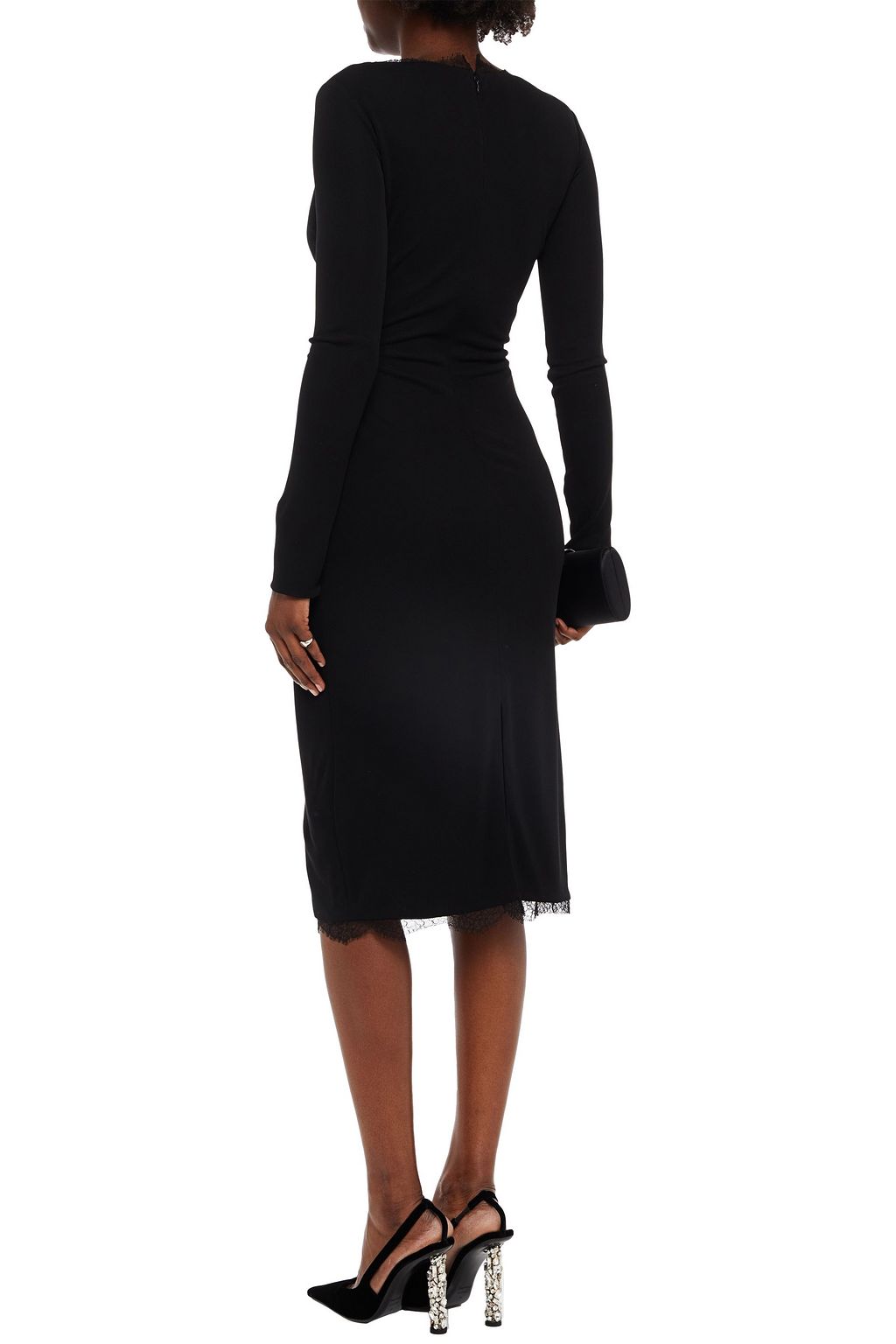 TOM FORD Lace-trimmed stretch-crepe midi dress