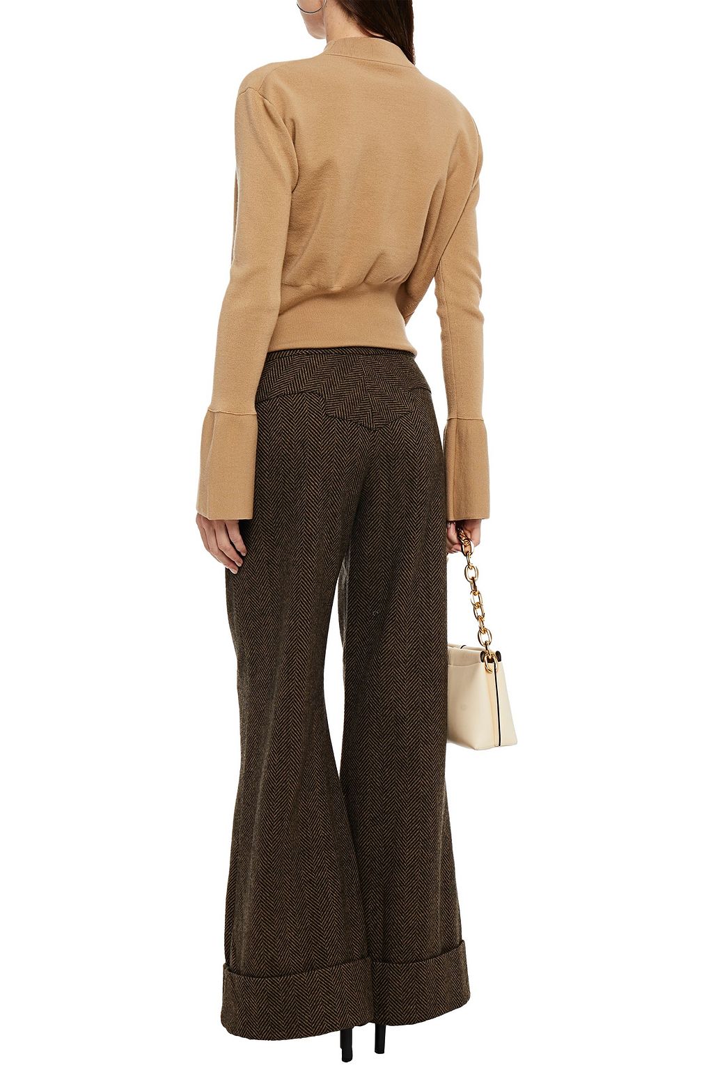 JOHANNA ORTIZ Herringbone wool-tweed wide-leg pants