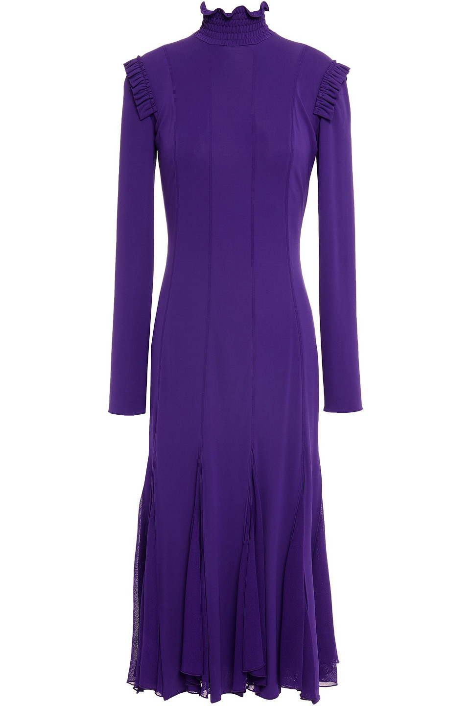 tom ford - ruffled jersey midi dress - purple - it 34