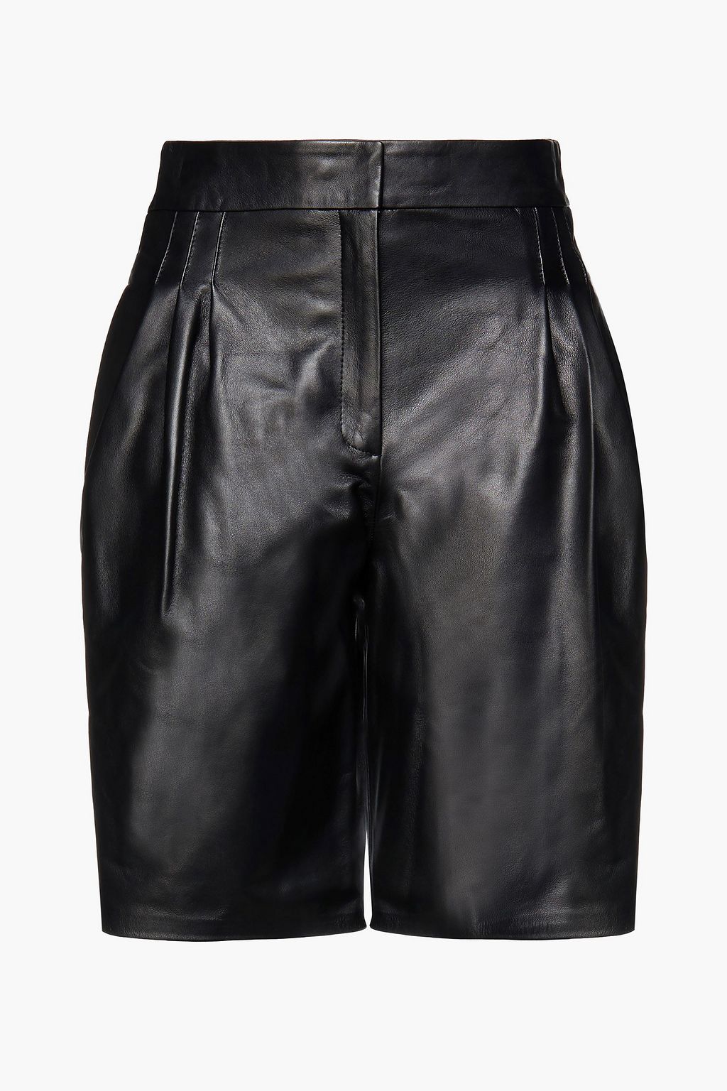 Black Pleated leather shorts | Sale up 