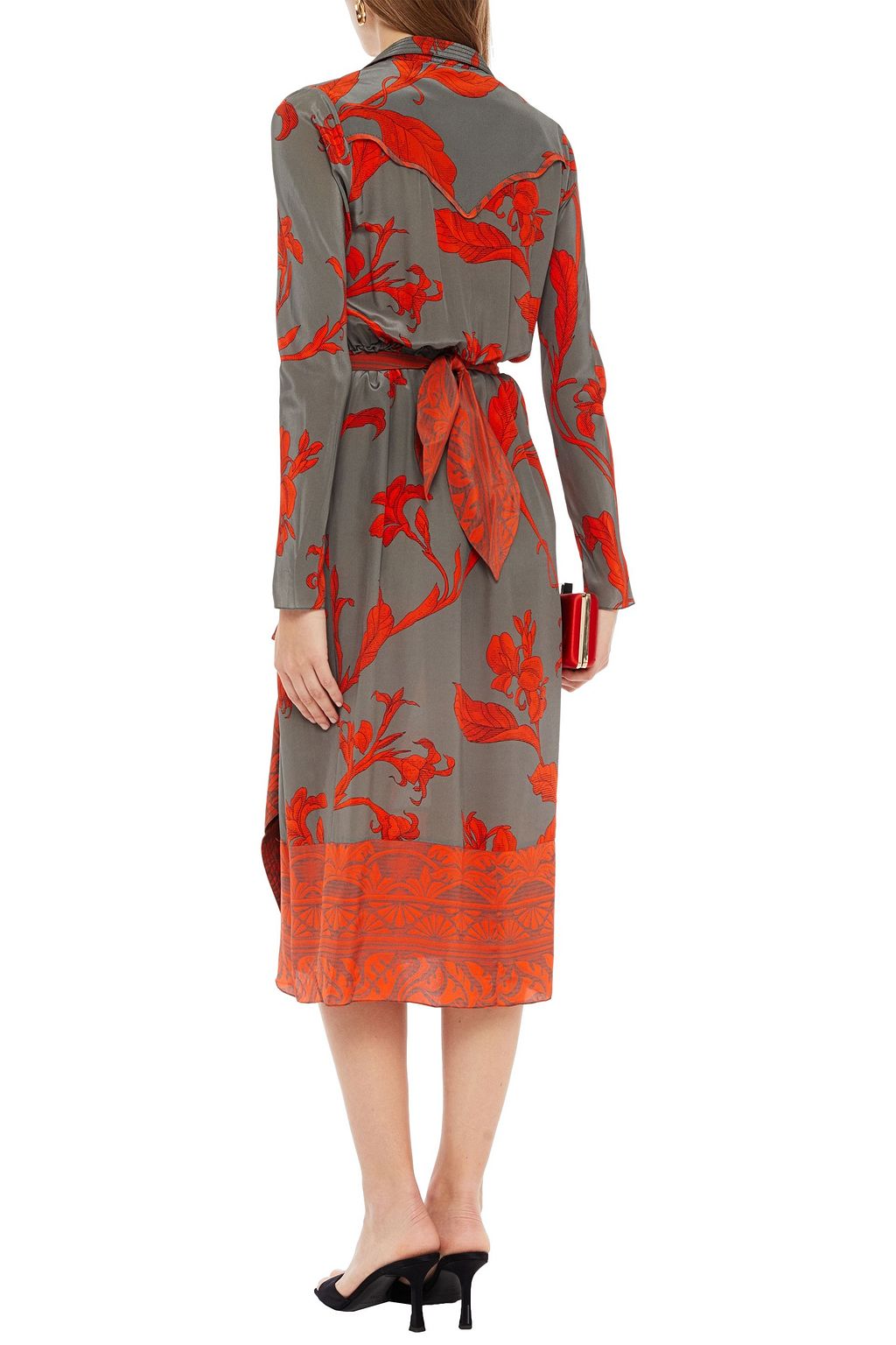 JOHANNA ORTIZ Belted floral-print silk crepe de chine midi wrap dress