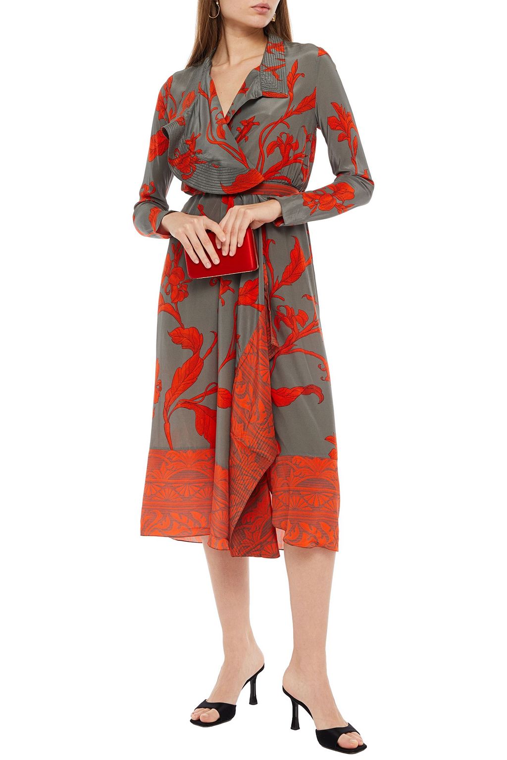 JOHANNA ORTIZ Belted floral-print silk crepe de chine midi wrap dress
