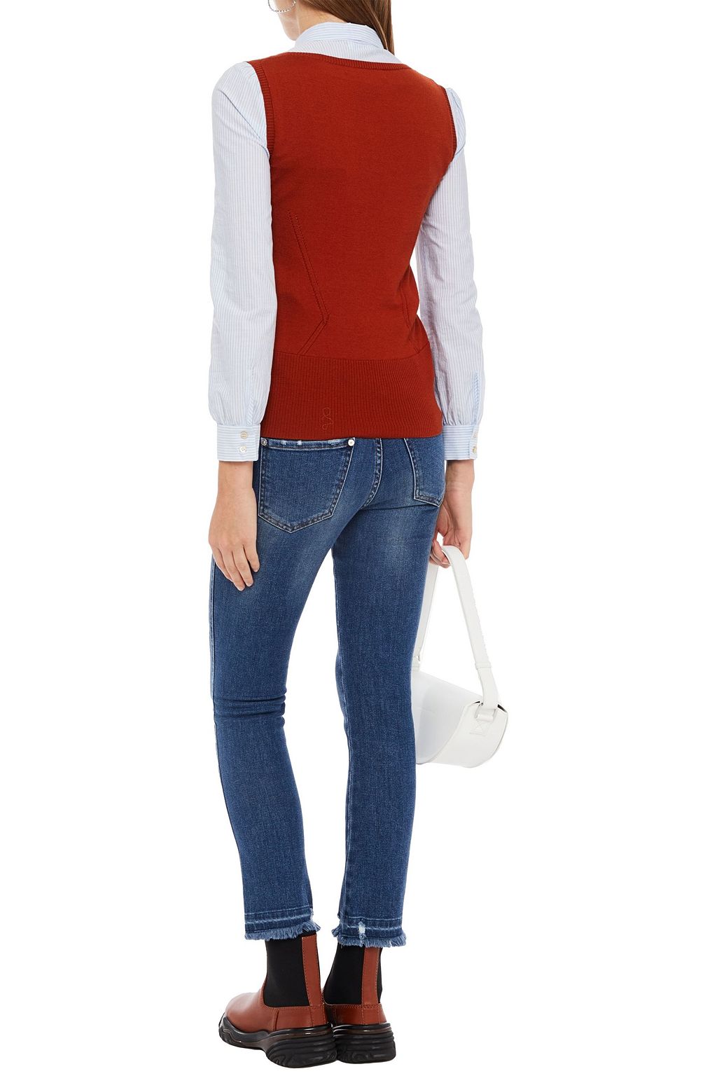 REDVALENTINO Distressed mid-rise skinny jeans