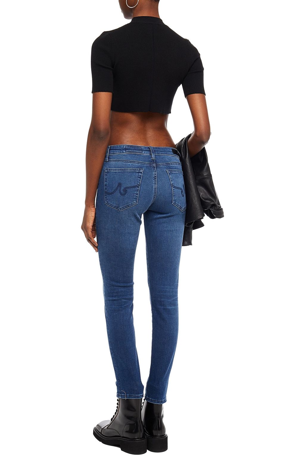 AG JEANS Prima faded low-rise skinny jeans
