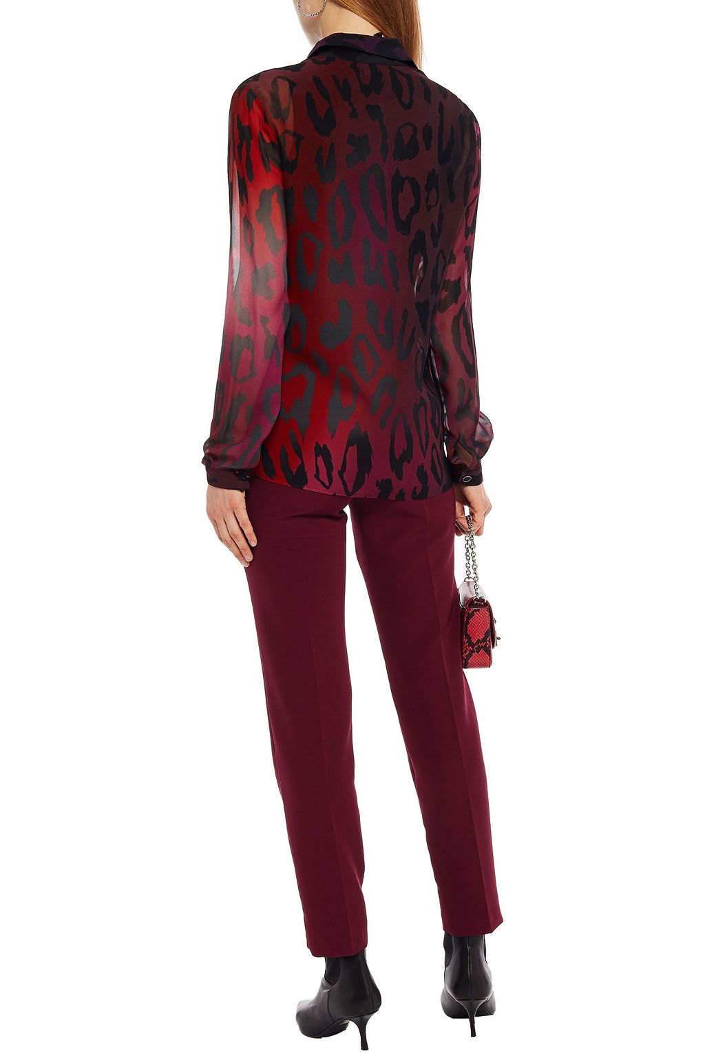 JUST CAVALLI Dégradé leopard-print chiffon shirt