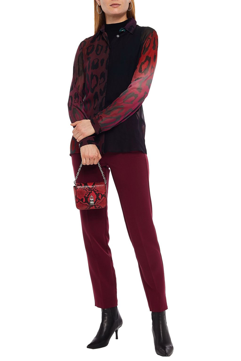JUST CAVALLI Dégradé leopard-print chiffon shirt
