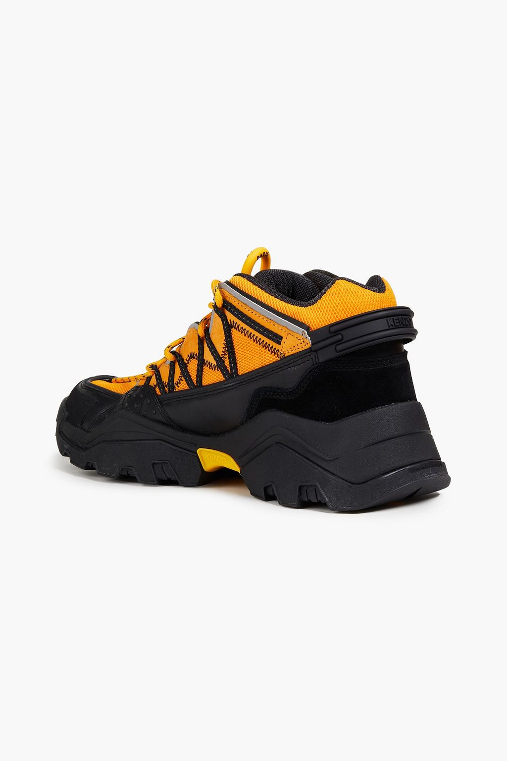 KENZO Mesh-paneled suede and leather high-top sneakers