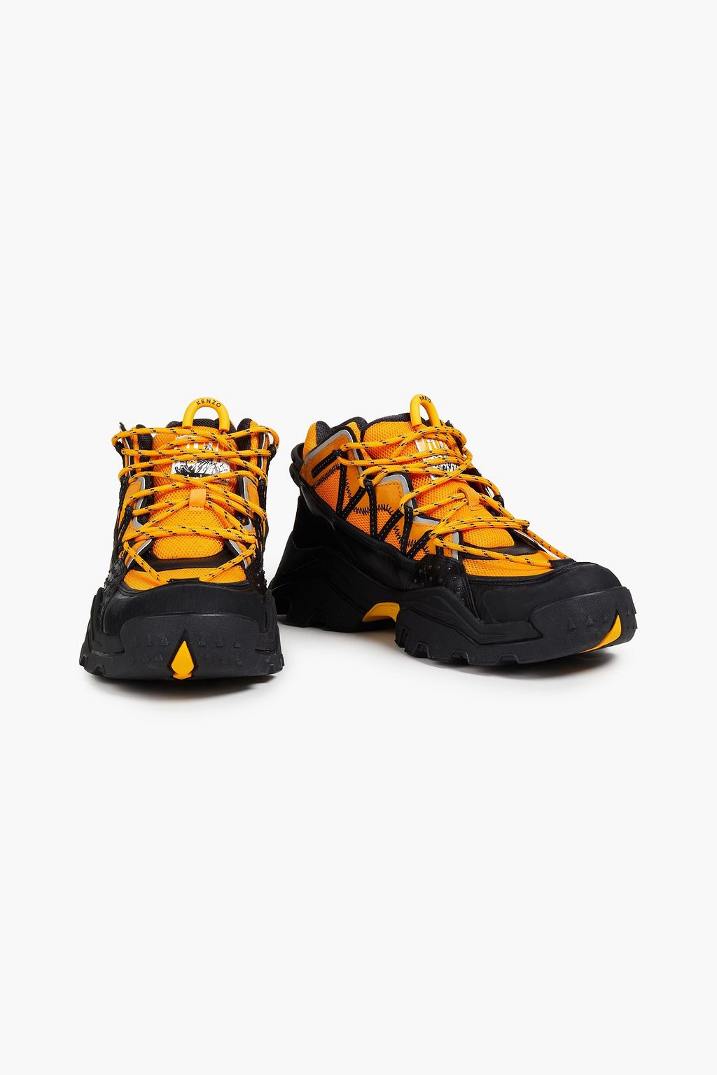 KENZO Mesh-paneled suede and leather high-top sneakers