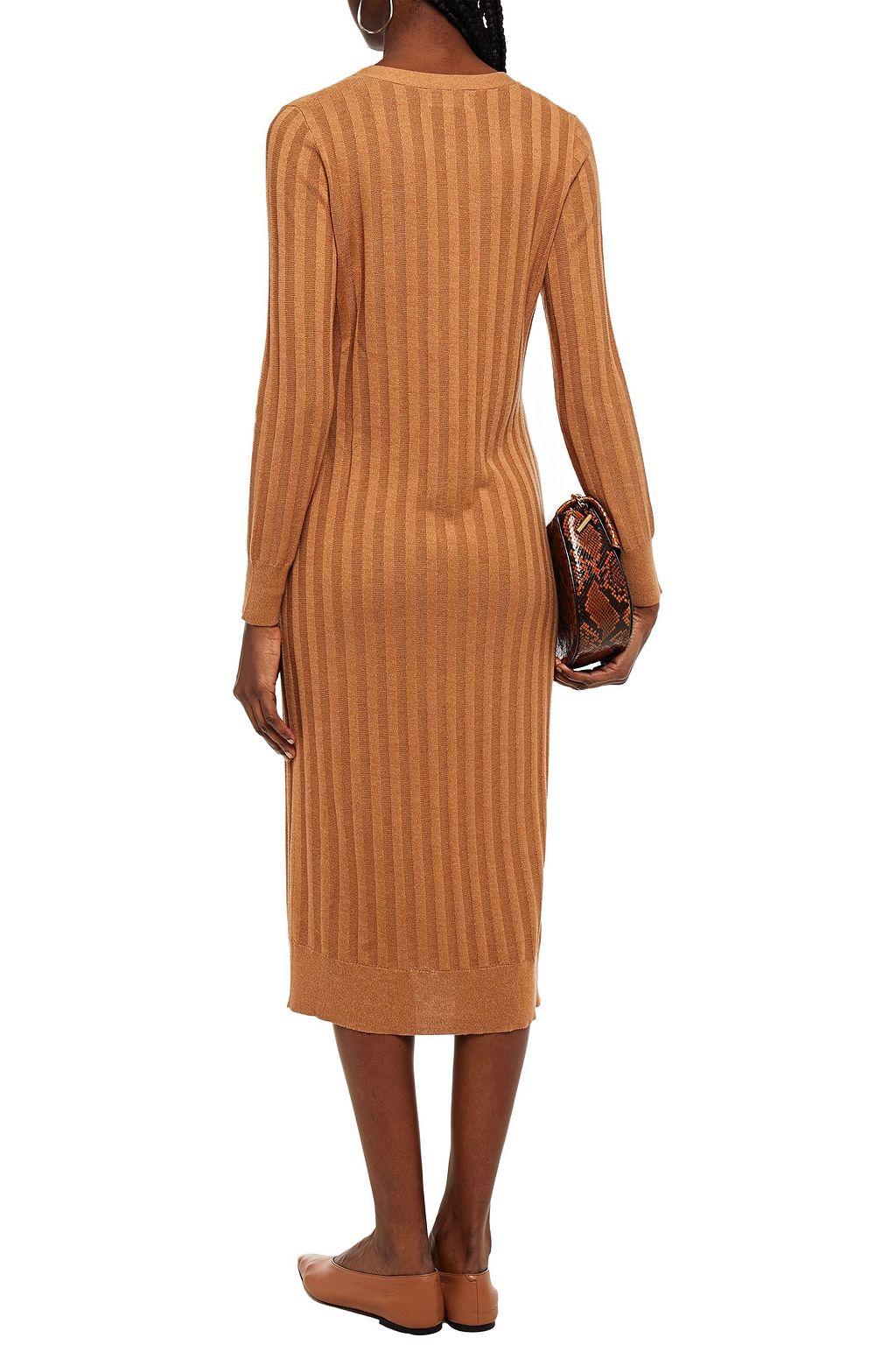 NAADAM Ribbed silk and cashmere-blend midi dress