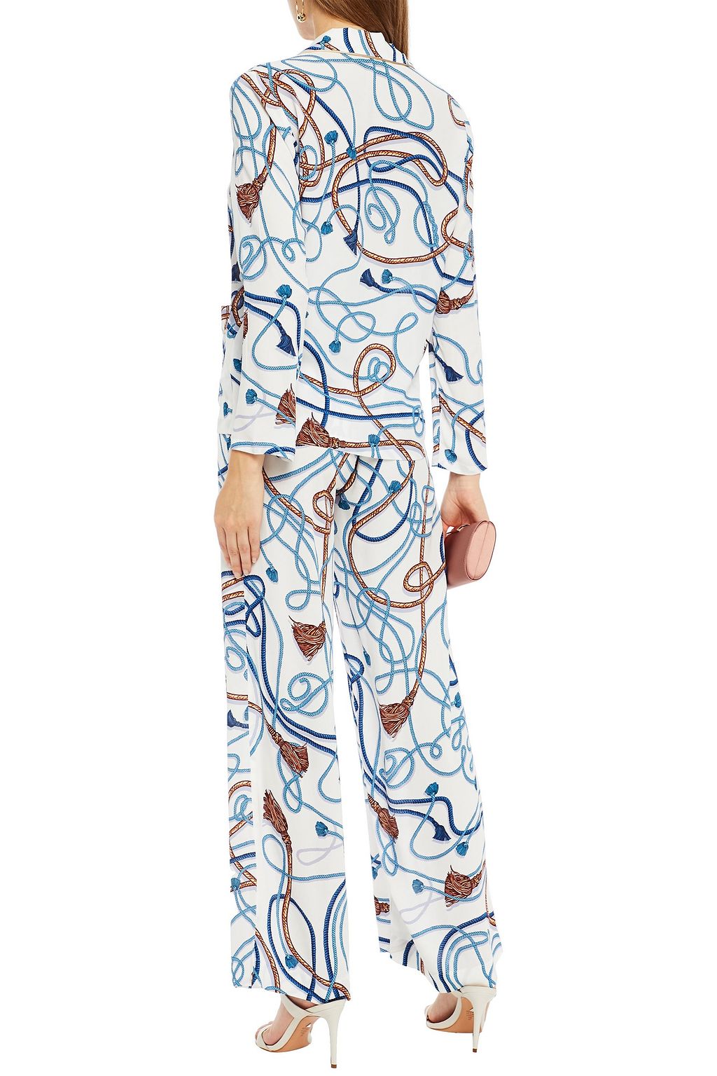 DUNDAS Printed crepe de chine pajama set